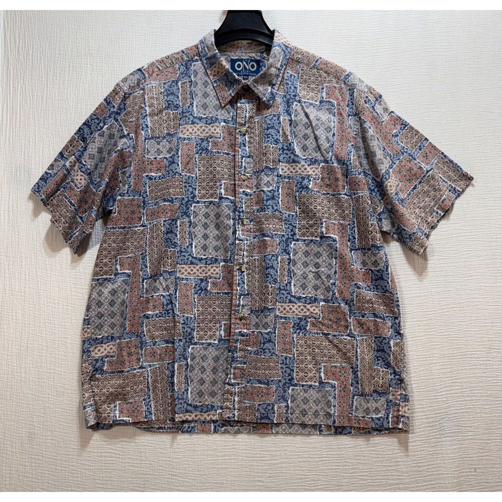 The ONO Shirt Button Down Mens XXL Inside Out Blue Geometric Abstract Tribal
